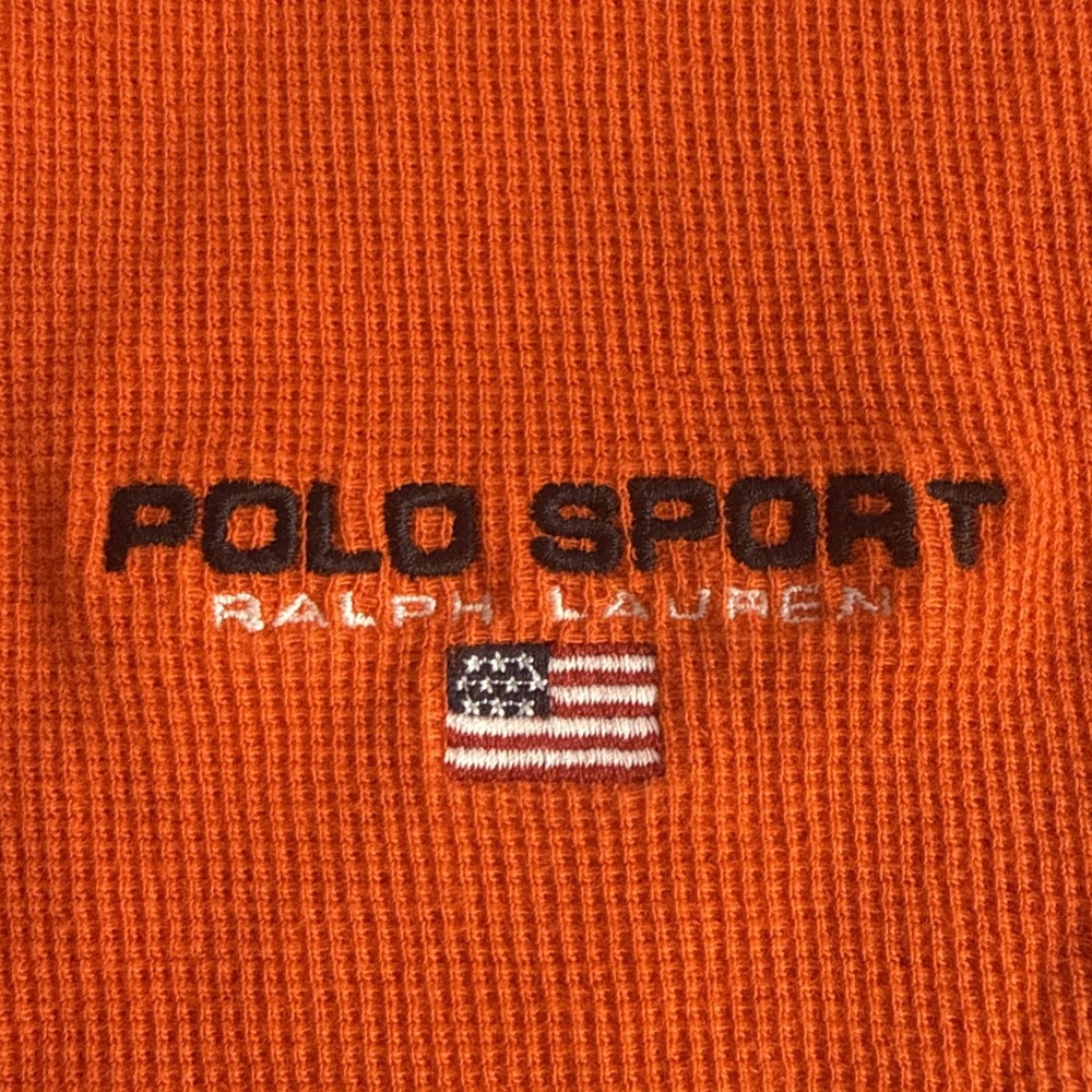 VTG Polo Sport Ralph Lauren Long Sleeve Polo/Rugby Shirt Orange Size‎ Medium - Picture 5 of 7